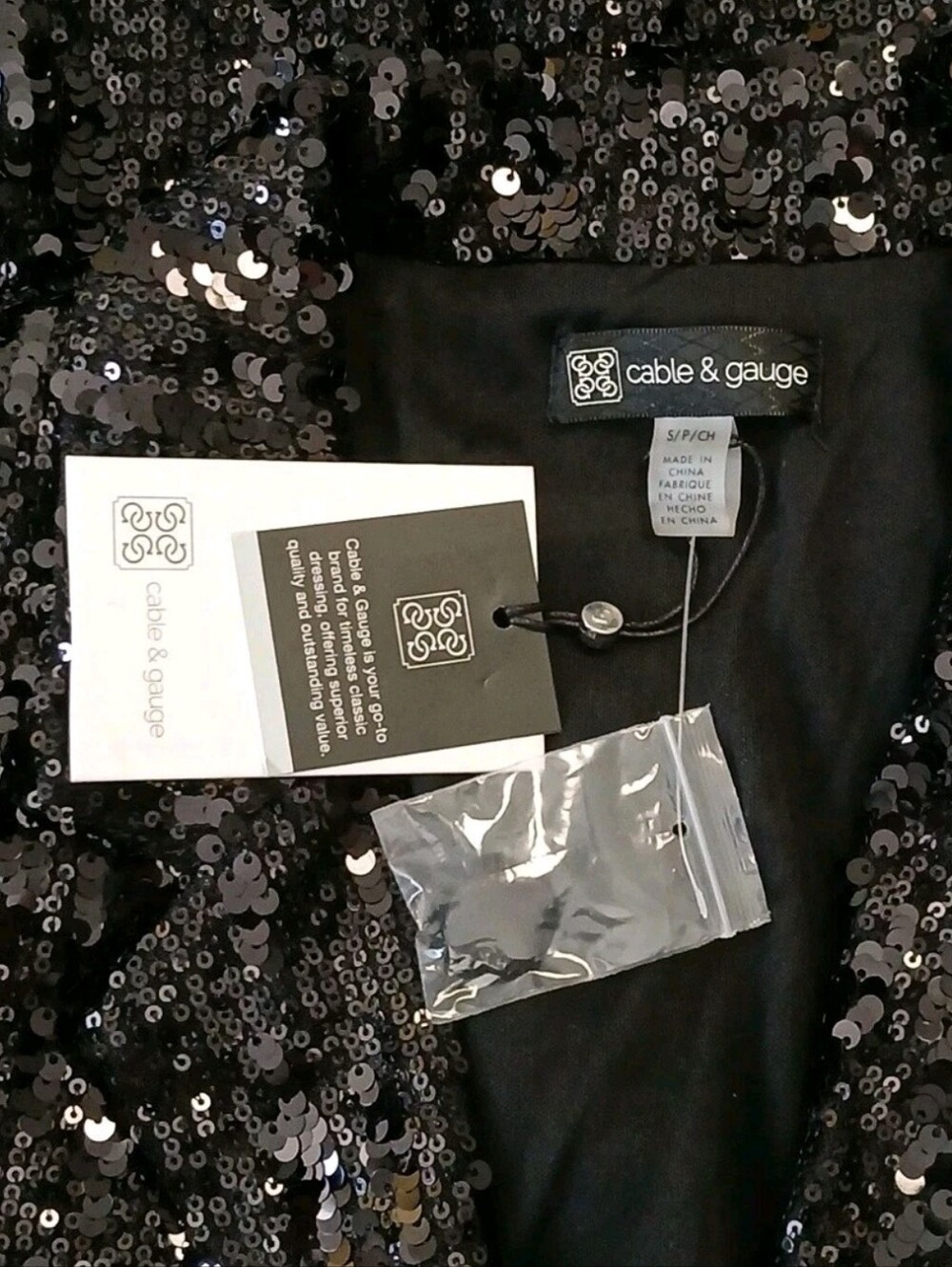 Cable & Gage Size S Blazer Jacket Black Sequins - Picture 6 of 8